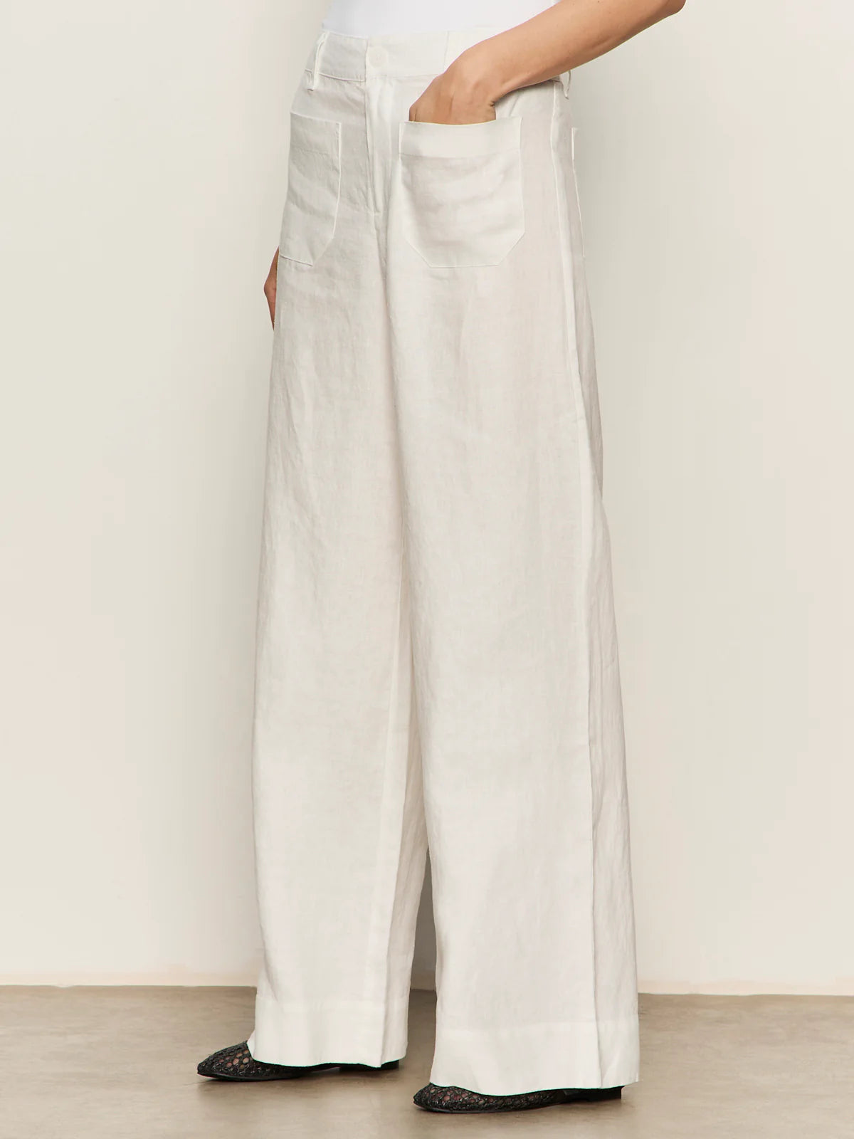 Linen Marine Wide Leg Pant White