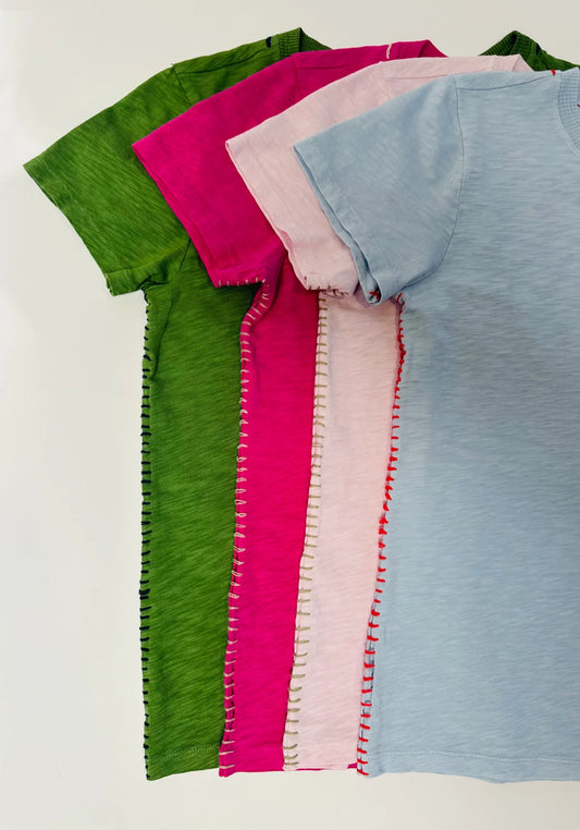 Dylan Crew w/ Contrast Stitch Tee Palm/Sailor Blue