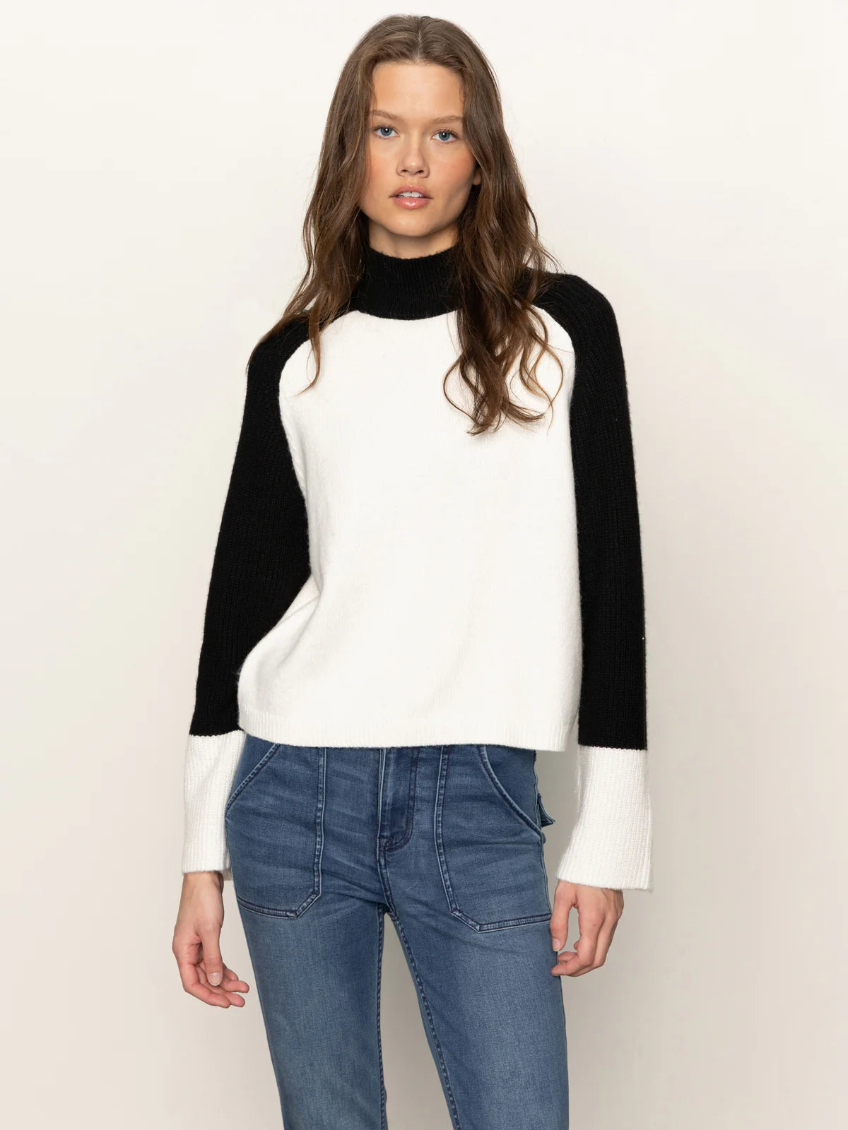Sanctuary Downtown Mock Neck Sweater Blck/Wht