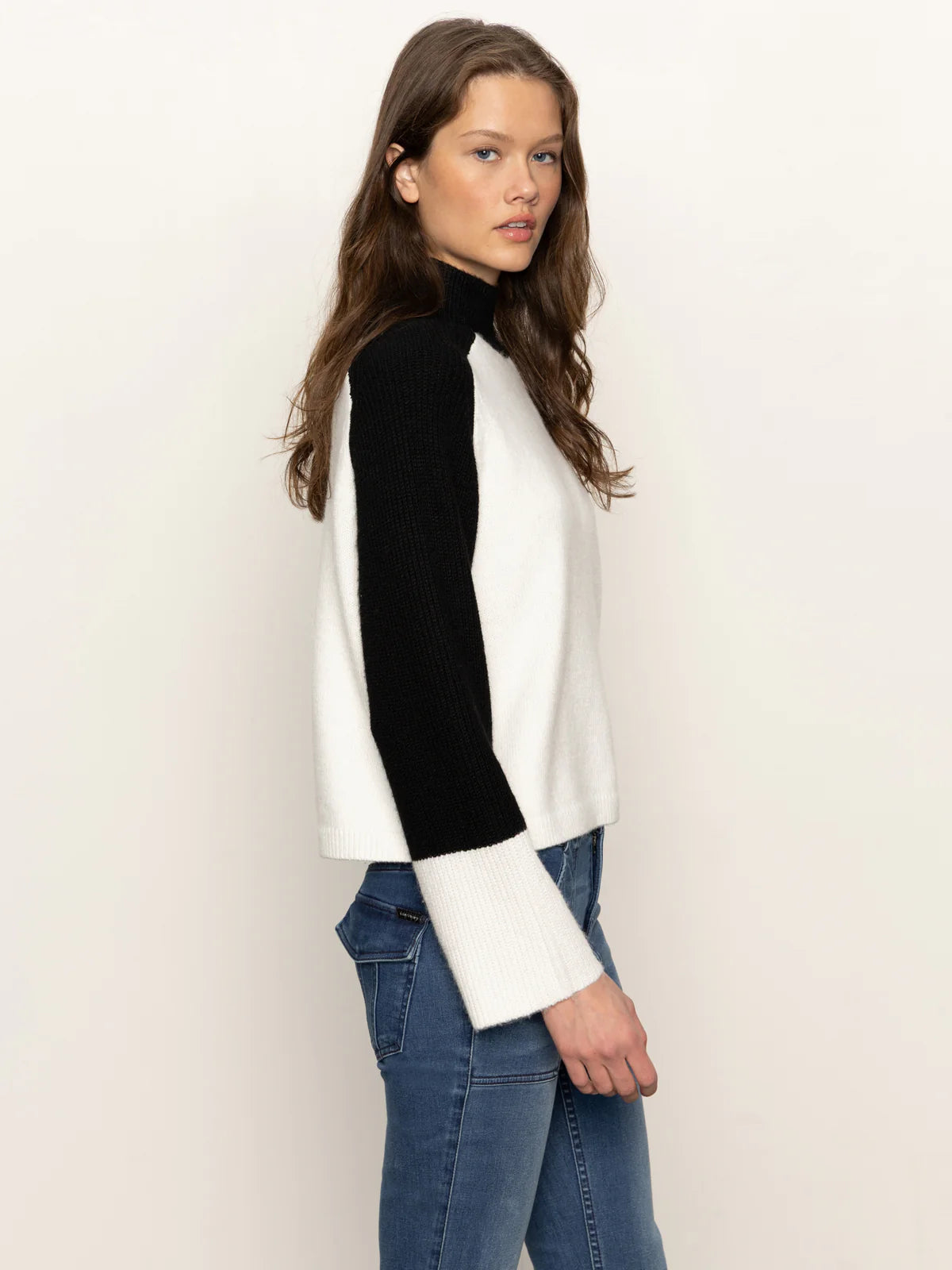 Sanctuary Downtown Mock Neck Sweater Blck/Wht