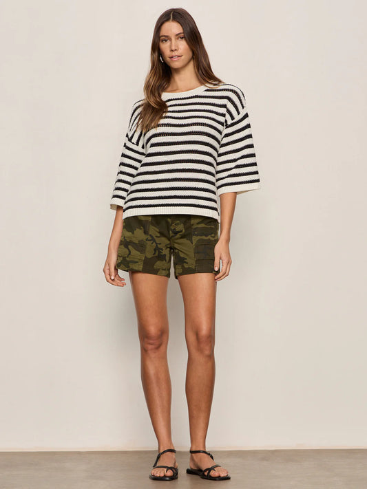 Elle Sweater Tee Black/White Stripe