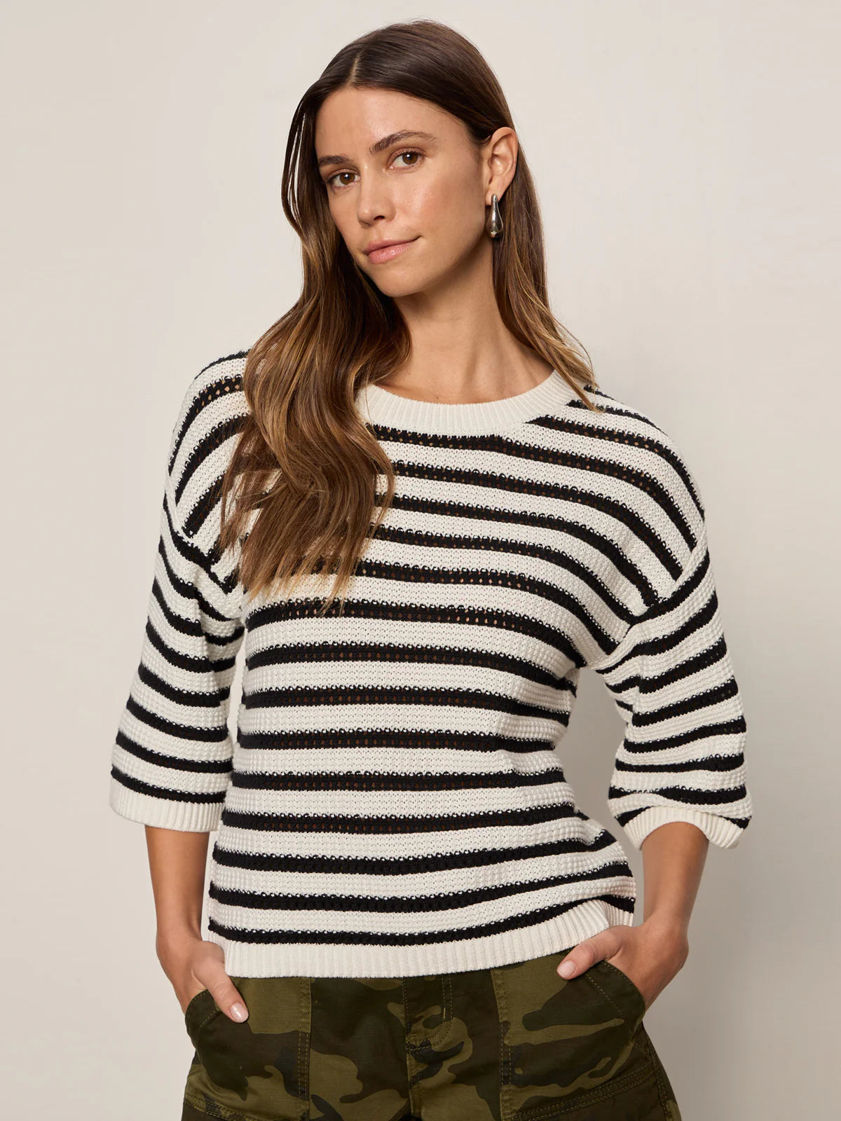 Elle Sweater Tee Black/White Stripe