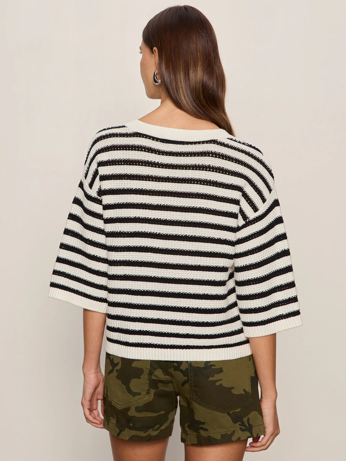 Elle Sweater Tee Black/White Stripe