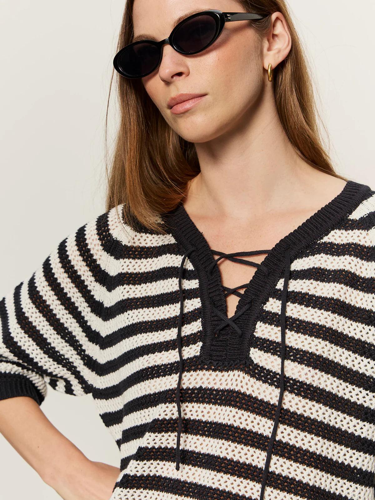 Lace Up Sweater Tee