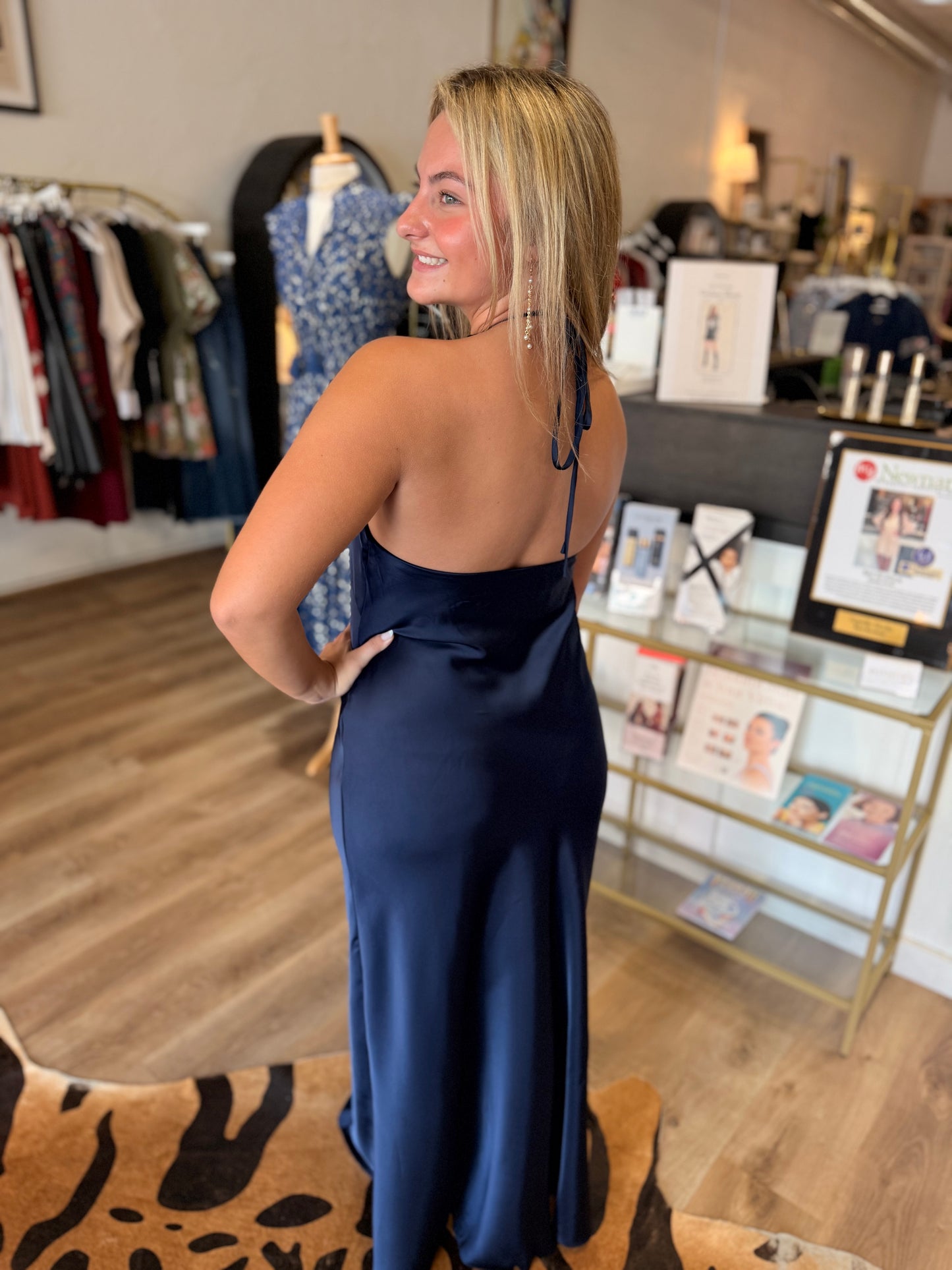 Lucy Paris Peggy Halter Dress Navy