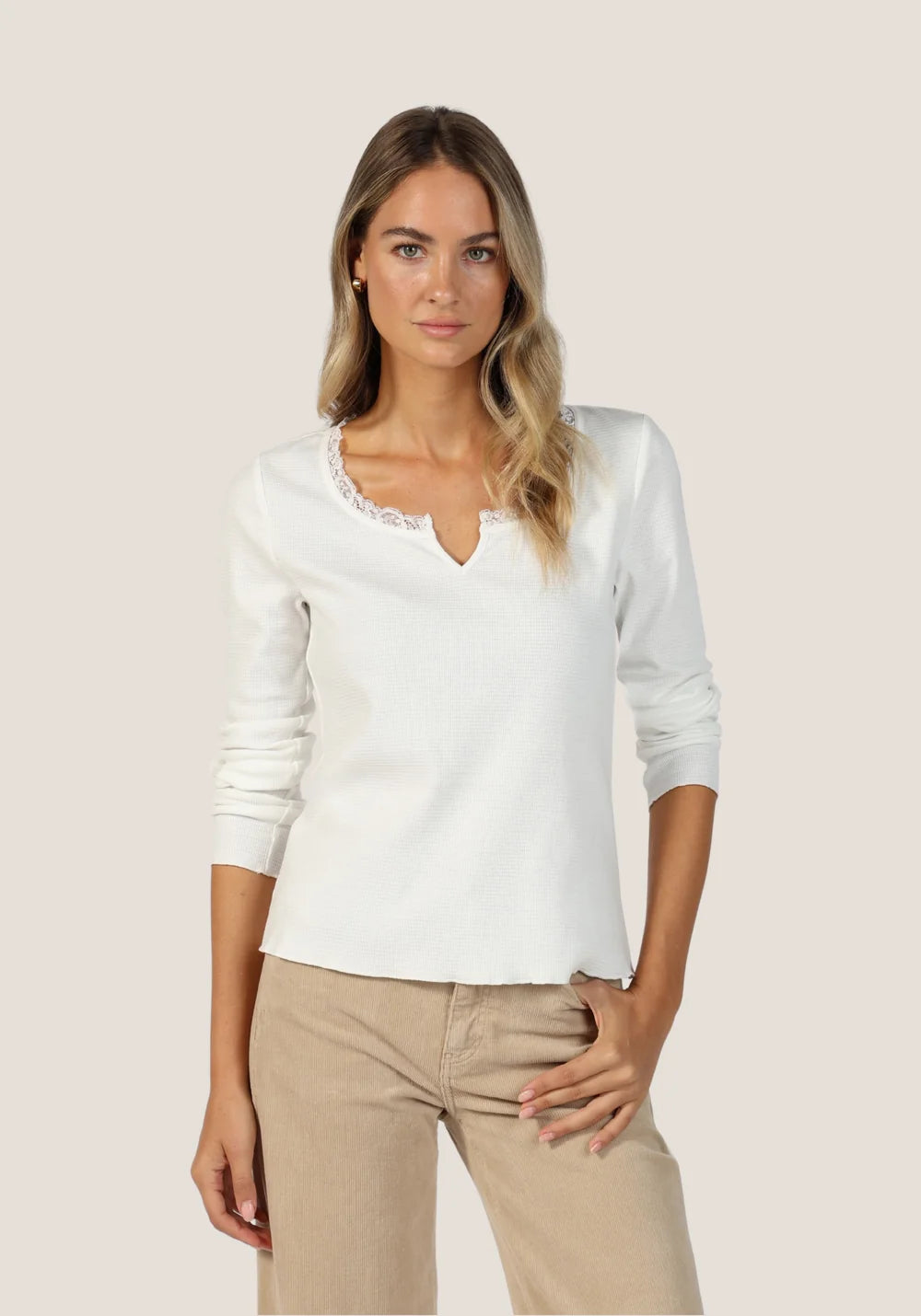 Dylan Elle Scoop Neck Top White