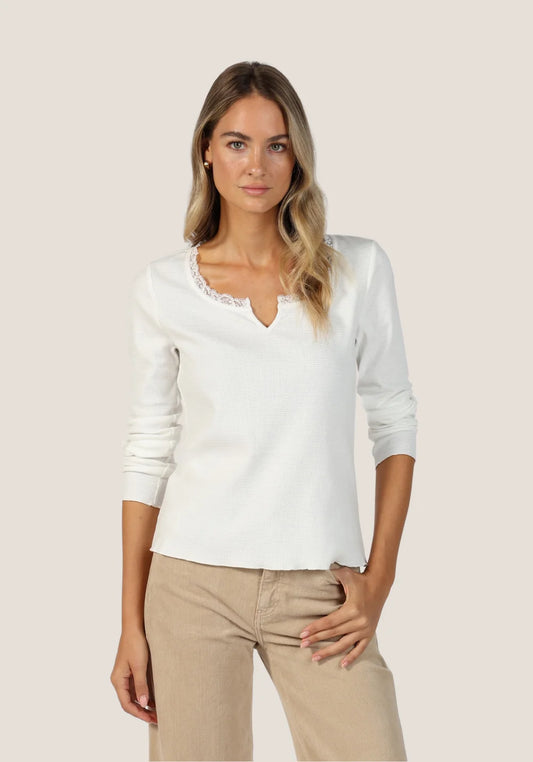 Dylan Elle Scoop Neck Top White