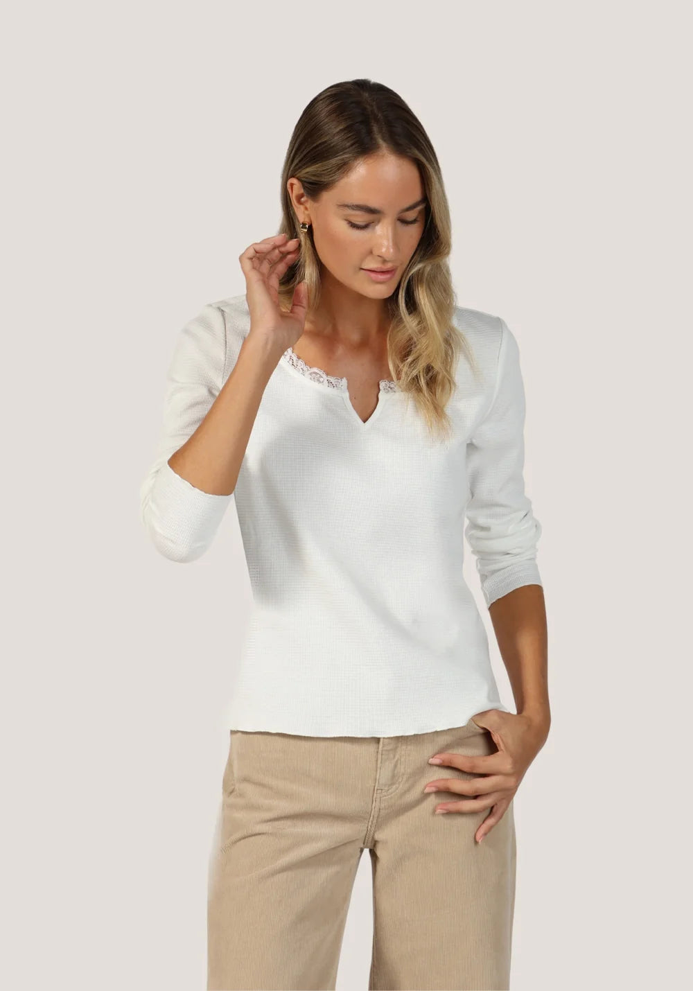 Dylan Elle Scoop Neck Top White