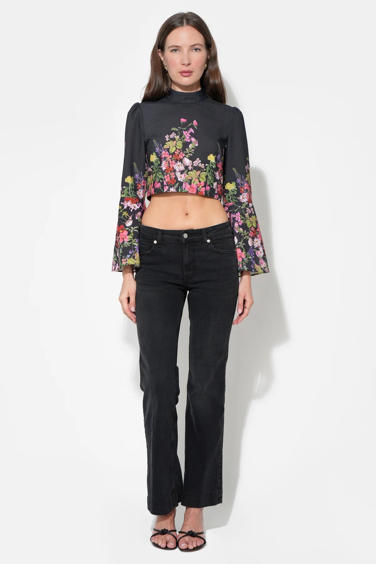 Suzette Bell Sleeve Floral Crop Top