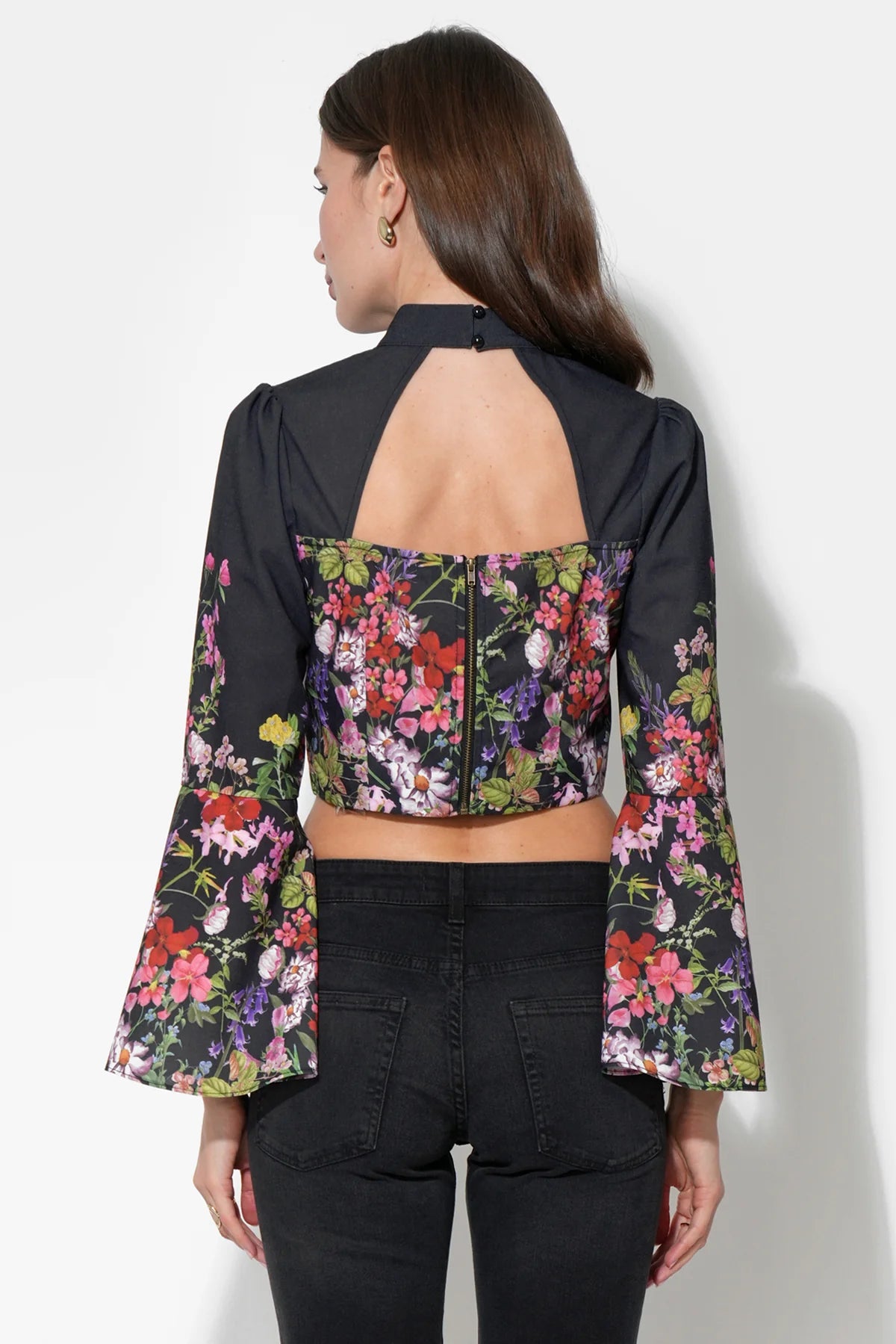 Suzette Bell Sleeve Floral Crop Top