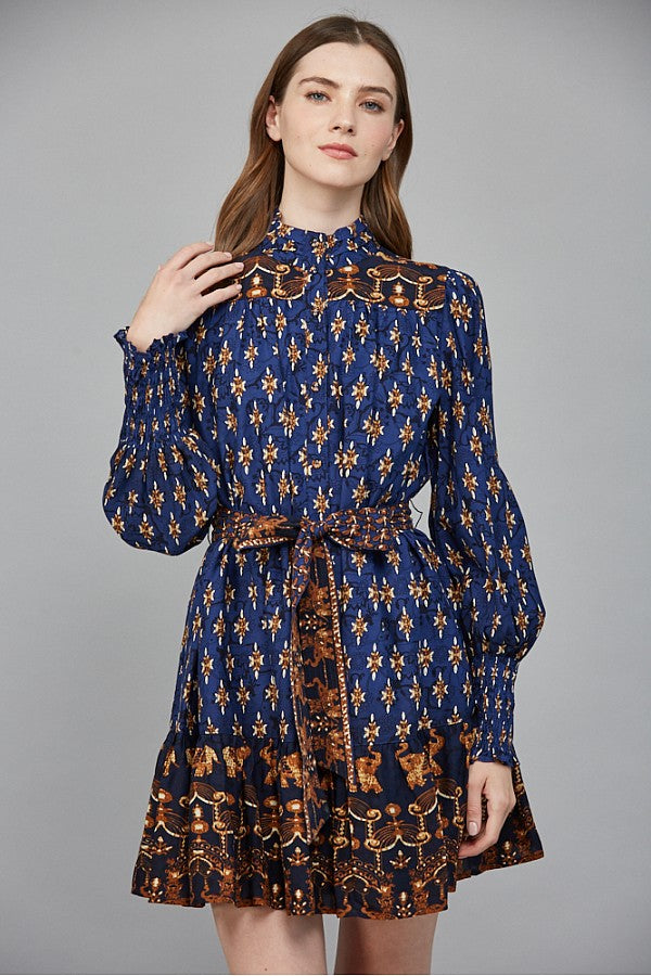Elephant Detail Mini Ruffled Dress