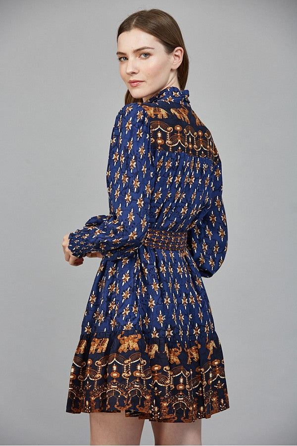 Elephant Detail Mini Ruffled Dress