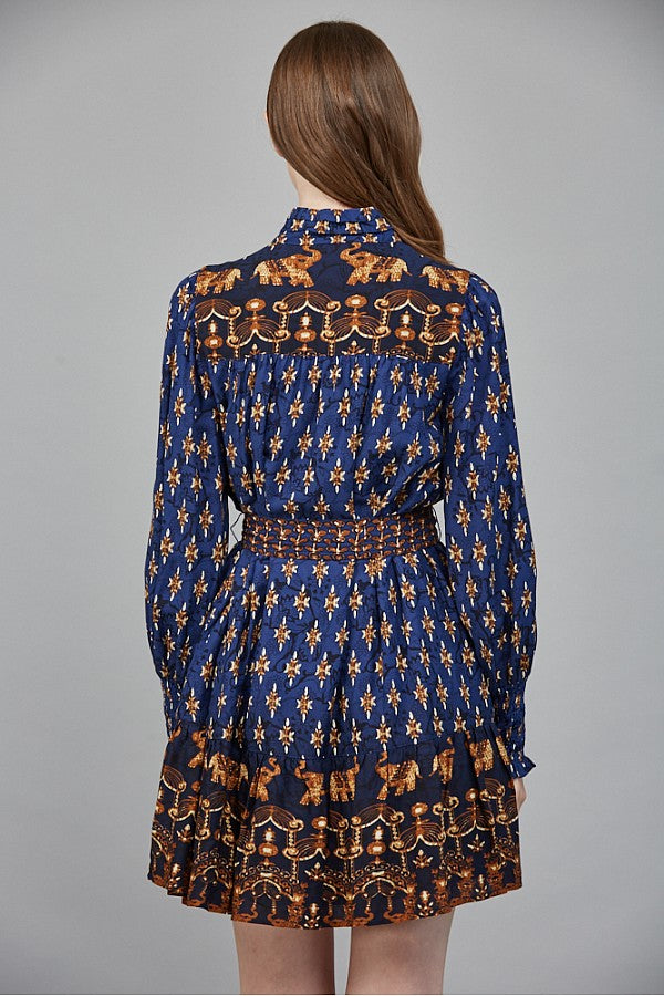 Elephant Detail Mini Ruffled Dress