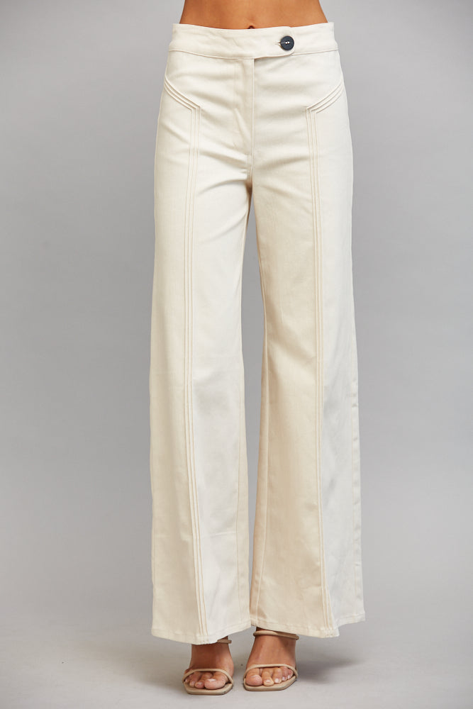Vertical Seam Flare Pant Ecru