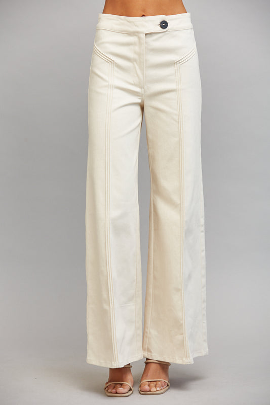 Vertical Seam Flare Pant Ecru