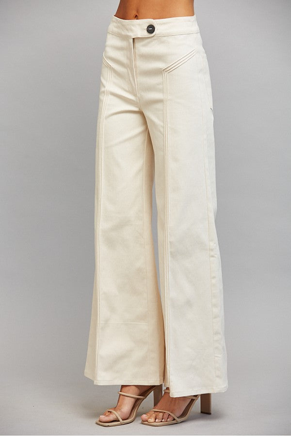 Vertical Seam Flare Pant Ecru