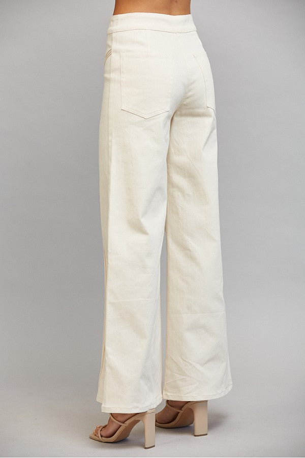 Vertical Seam Flare Pant Ecru