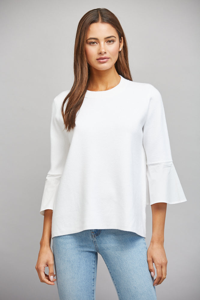 Contrast Flare Bell Sleeve Sweater