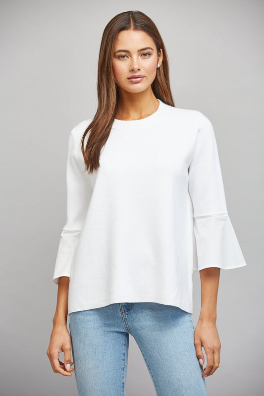 Contrast Flare Bell Sleeve Sweater