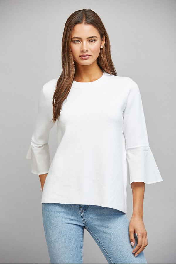 Contrast Flare Bell Sleeve Sweater