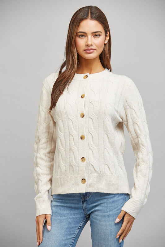 Cable Knit Cardigan Oatmeal