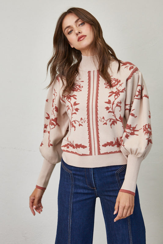 Dramatic Ballon Sleeve Mock Neck Sweater
