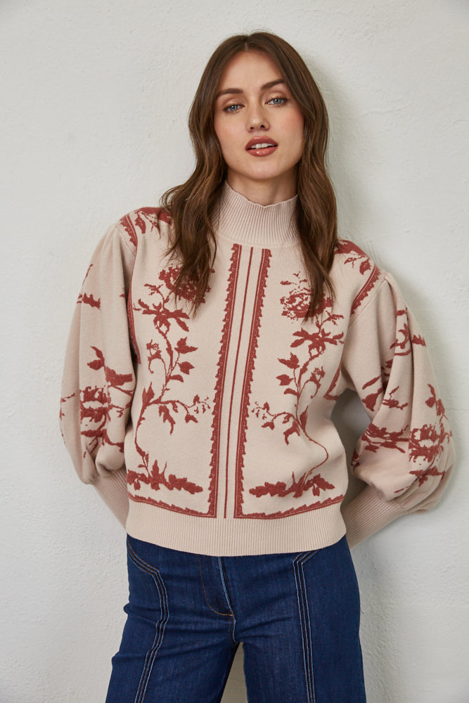 Dramatic Ballon Sleeve Mock Neck Sweater