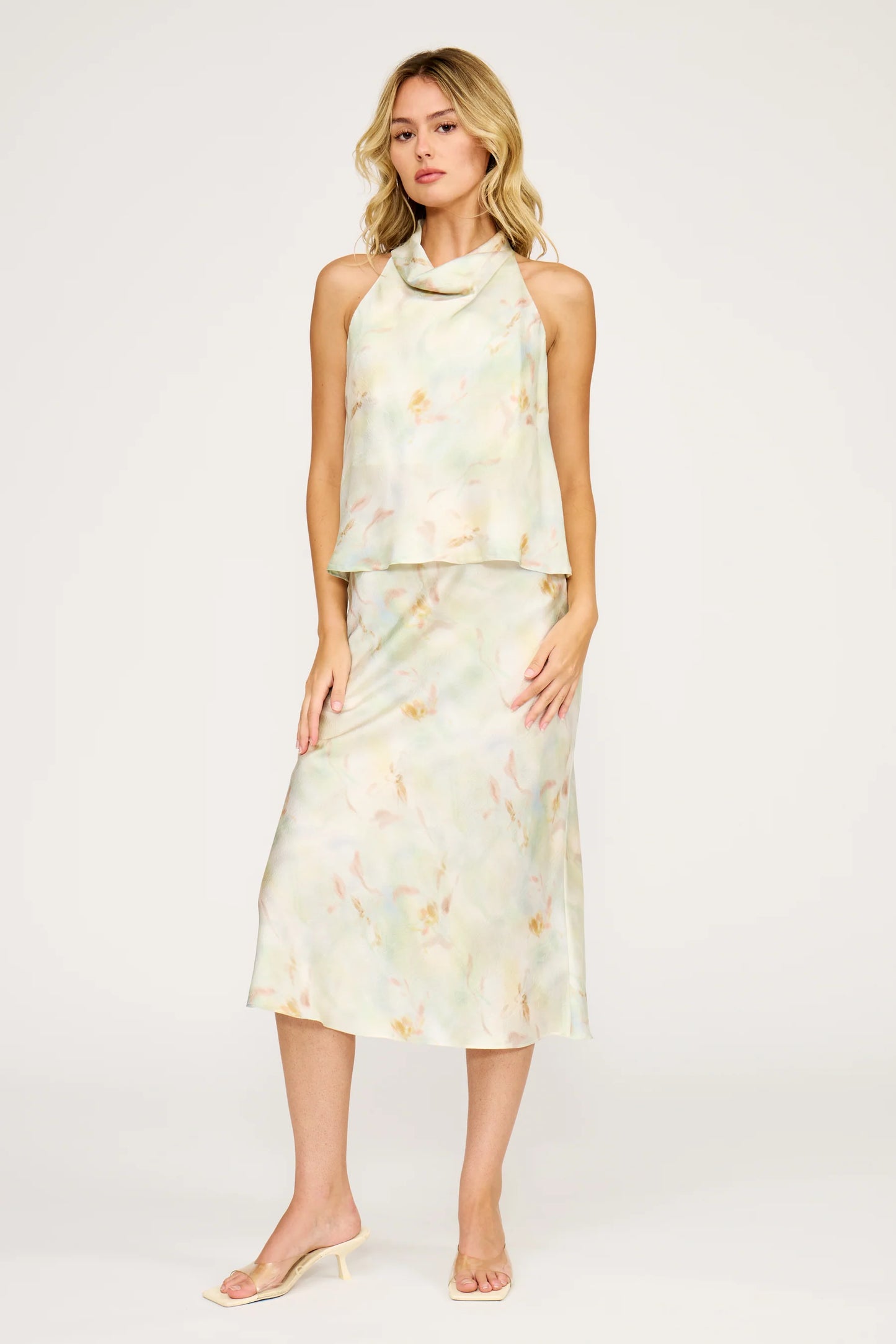 Lucy Paris Barbara Satin Skirt Mint