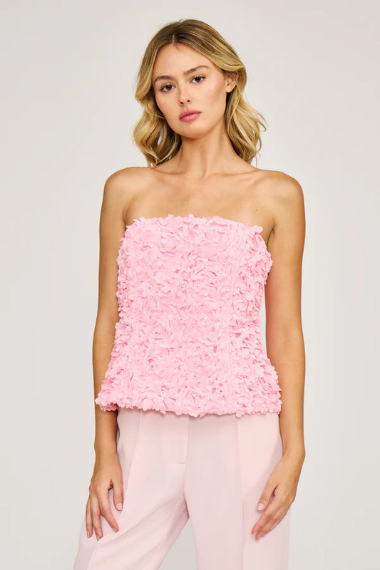 Lucy Paris Pink Floral Strapless Top