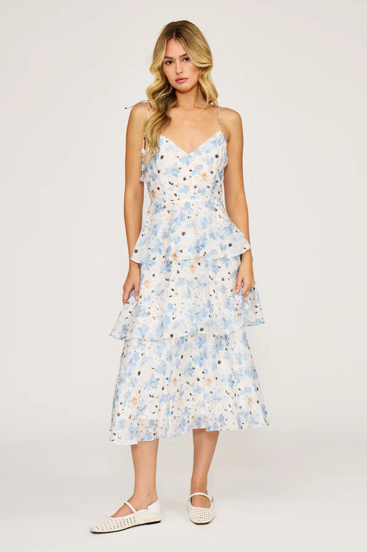 Lucy Paris Tiered Dress WH/BL Floral