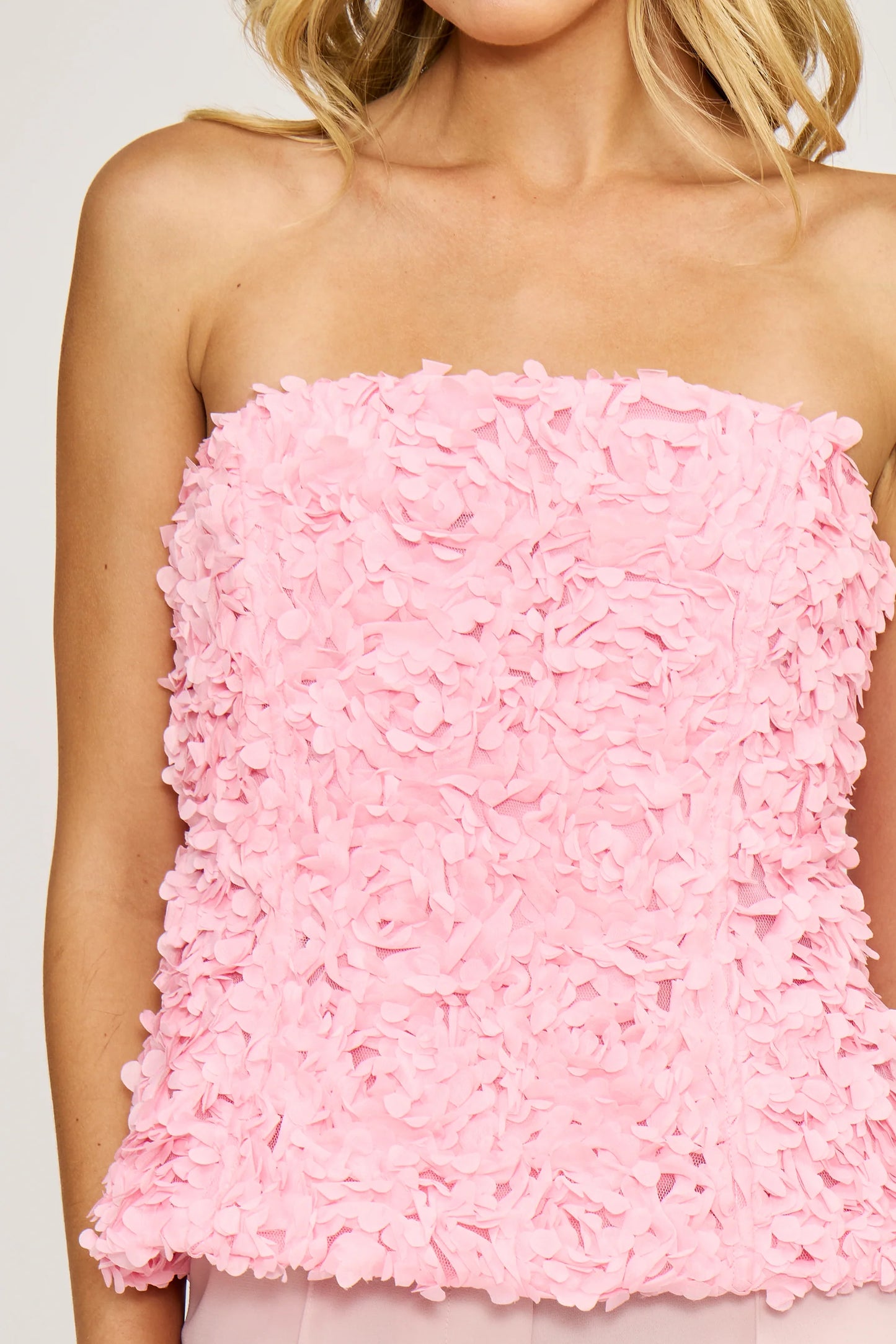 Lucy Paris Pink Floral Strapless Top