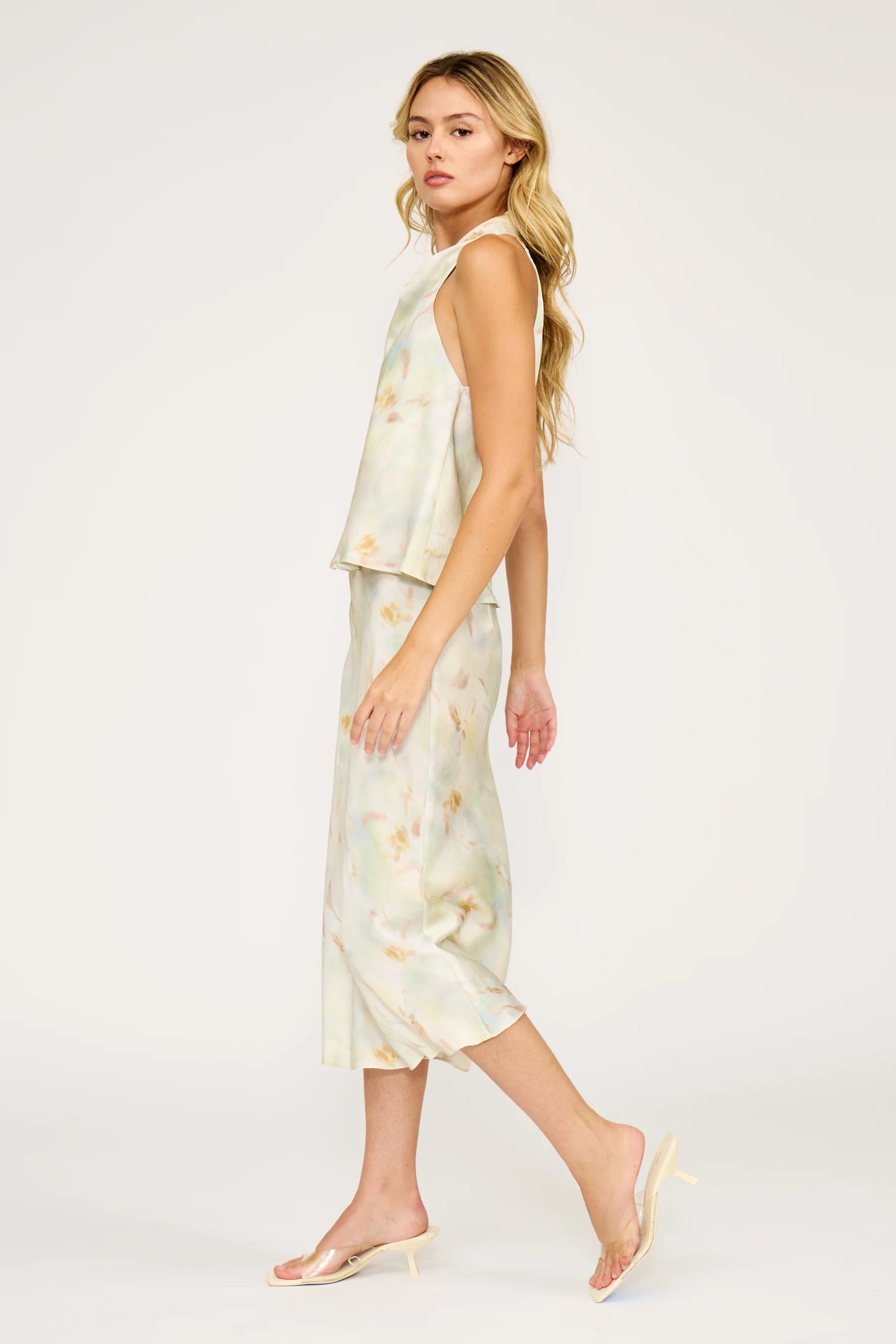 Lucy Paris Barbara Satin Skirt Mint