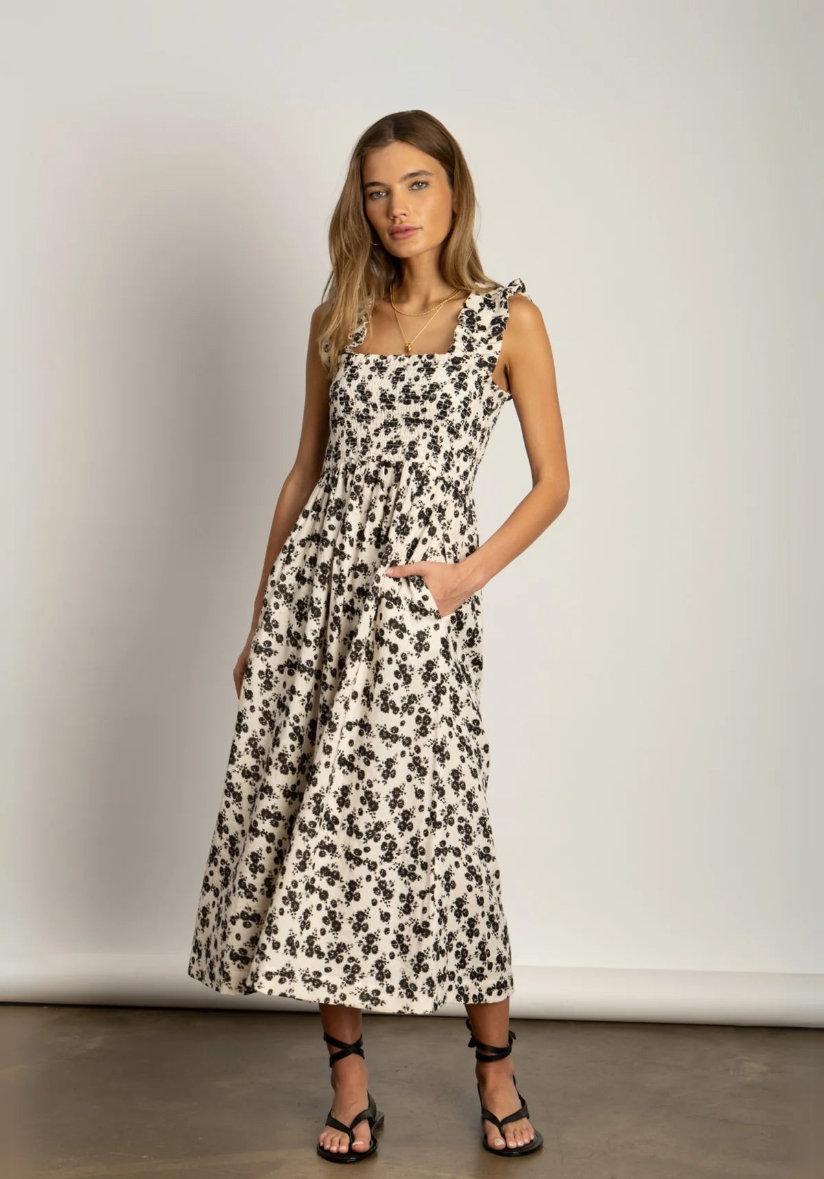 Dylan Mori Smock Dress Black/Ntrl