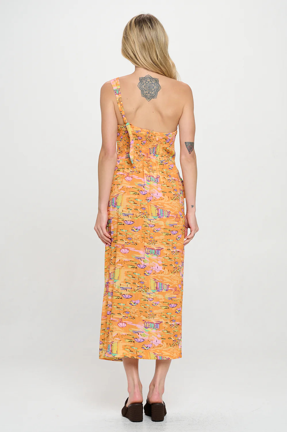 Meet me in Santorini Golden Shoreline One Shoulder Wrap Dress