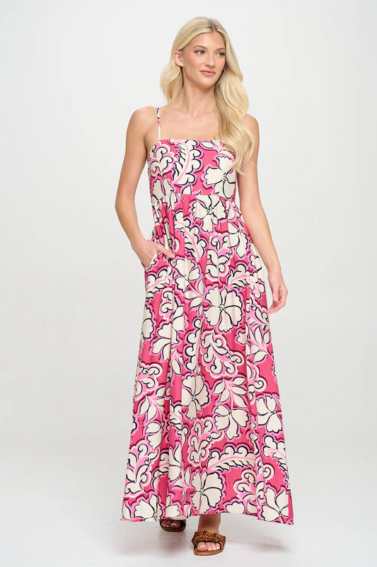 Meet me in Santorini Rosy Bloom Maxi Dress