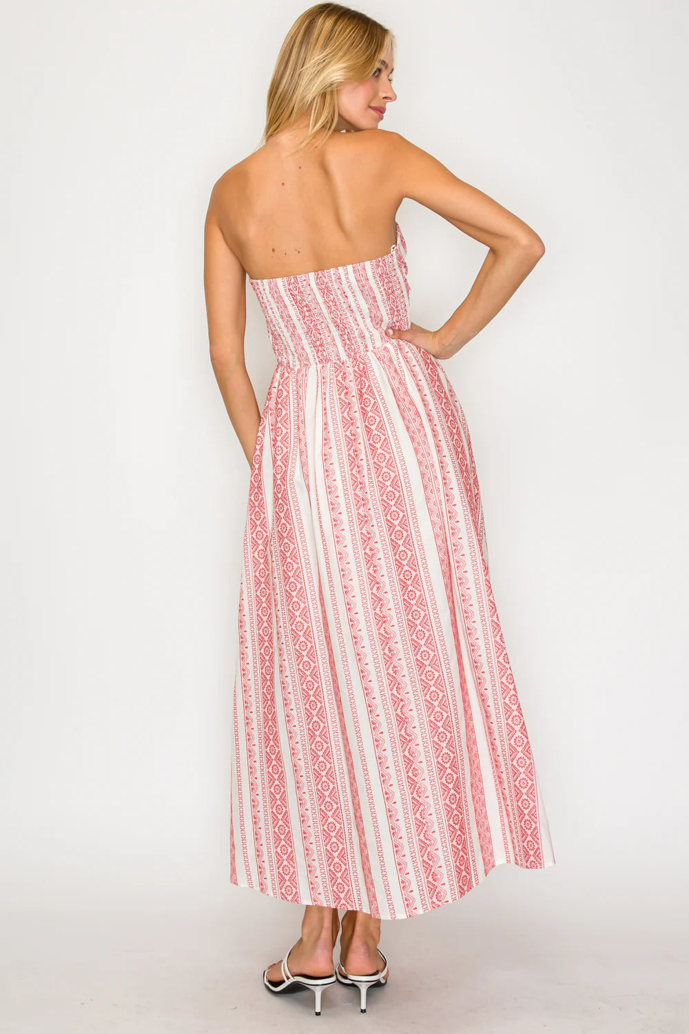 Meet me in Santorini Crimson Weave Tube Midi Dress