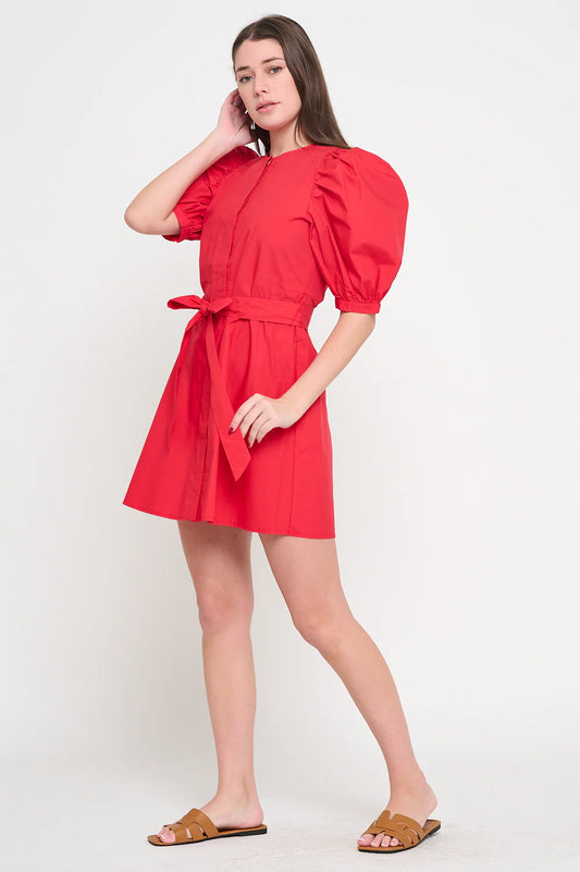 Meet Me in Santorini Red Poplin Dress