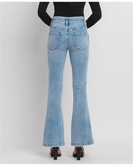 Flying Monkey High Rise Slit Detail Flare Jeans