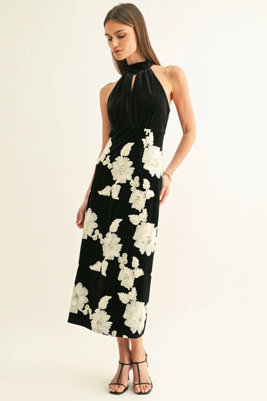 adelyn rae Flower Embellished Velvet Halter