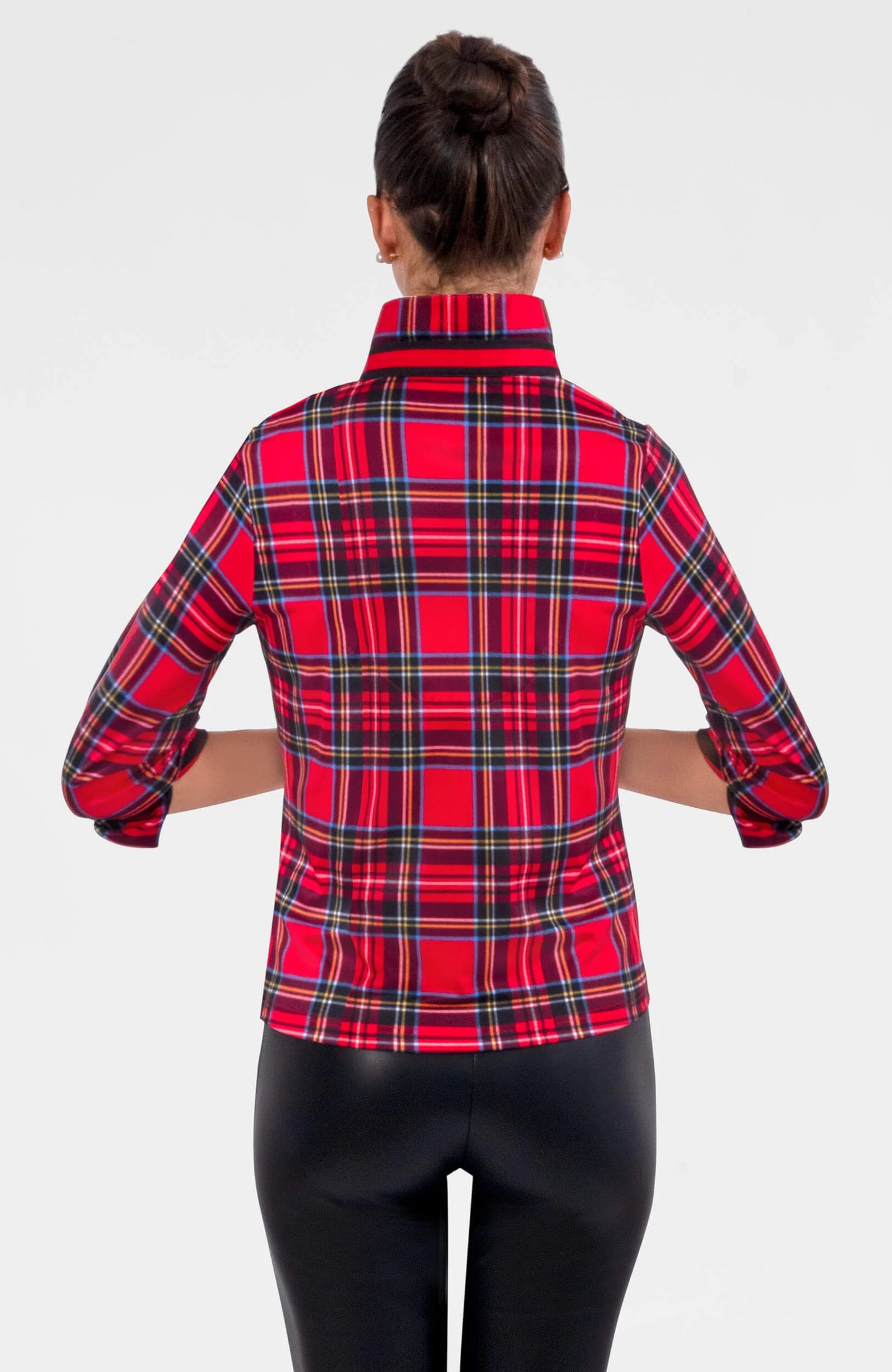Gretchen Scott Twist and Shout Top Red Plaid