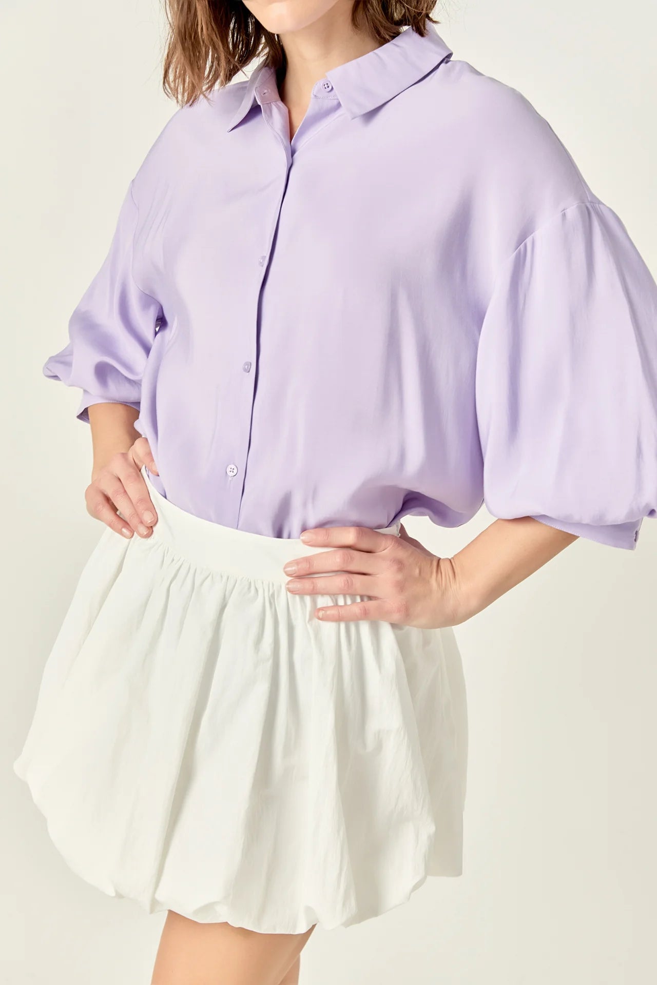 Balloon Sleeve Shirt Lilac