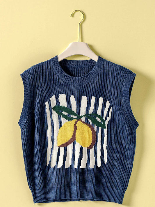 Lemon Graphic Knit Sweater Vest