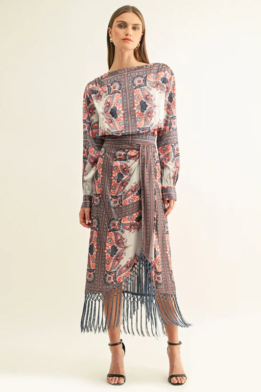 adelyn rae Boat Neck L/S Top Coral