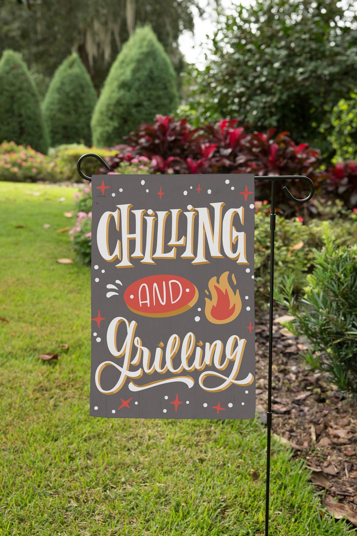 Chilling Grilling BBQ Garden Burlap Flag