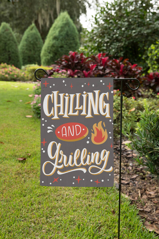 Chilling Grilling BBQ Garden Burlap Flag