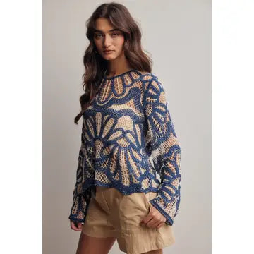 Crochet Floral Pattern Sweater