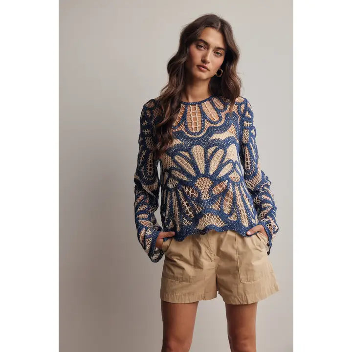 Crochet Floral Pattern Sweater