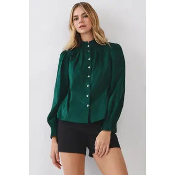 Corduroy Button Down Shirt Green
