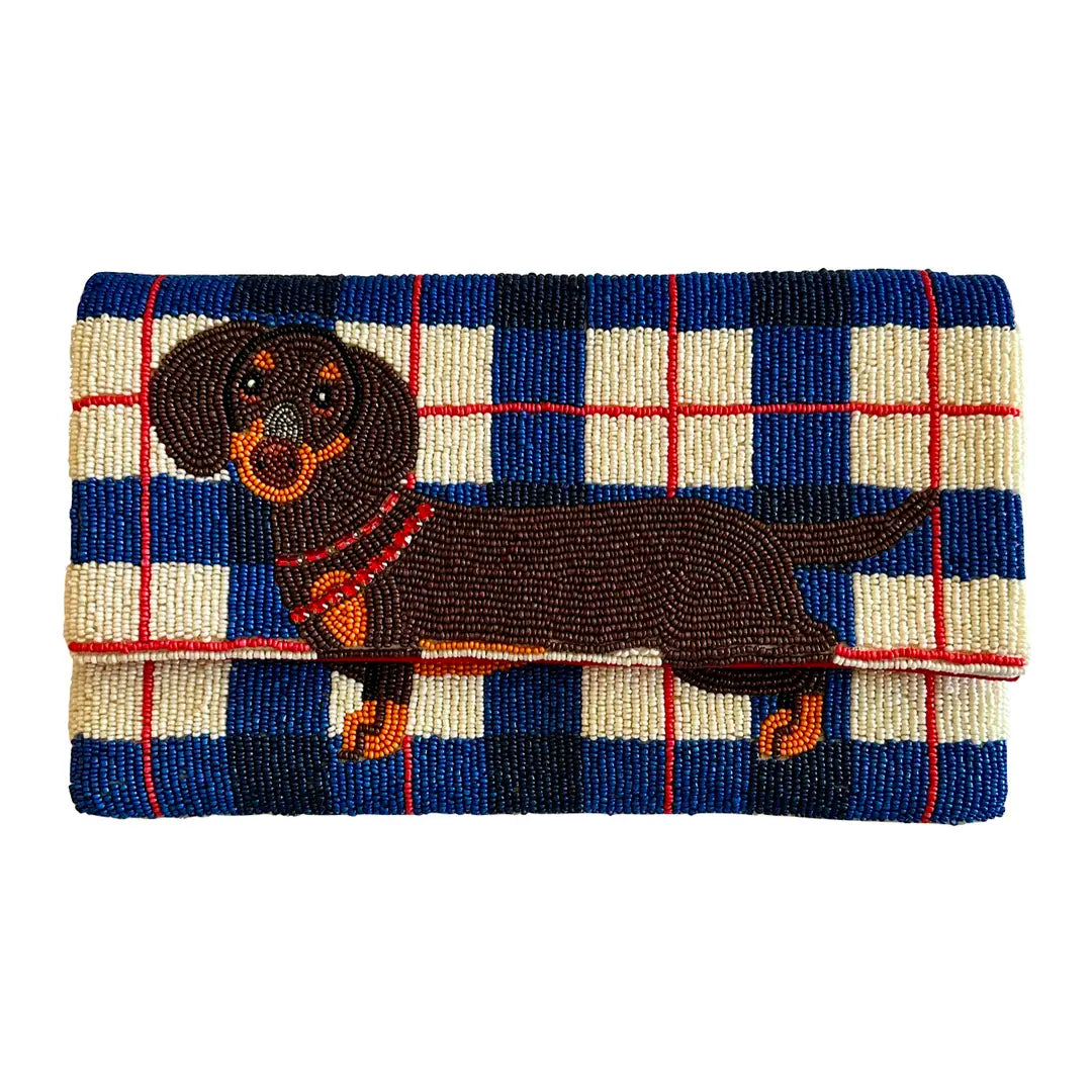 Dachshund Clutch Crossbody Plaid