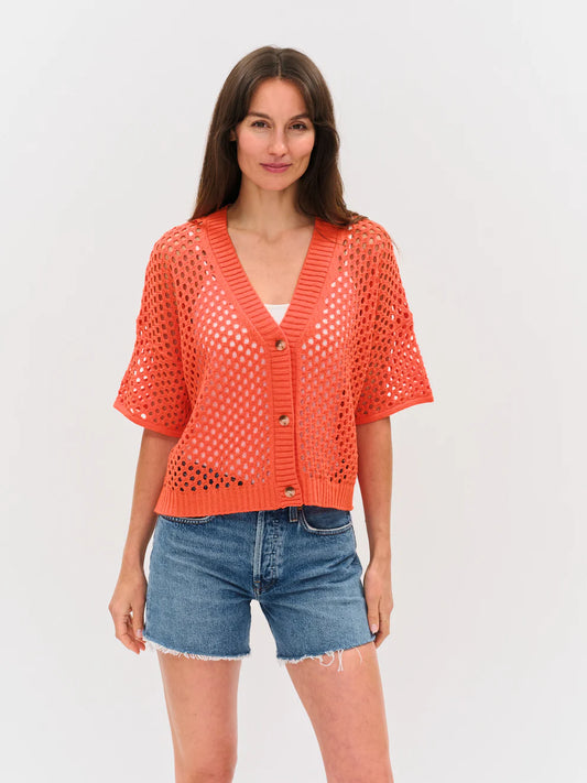 SIX FIFTY Dune Crochet Cardigan Tangerine